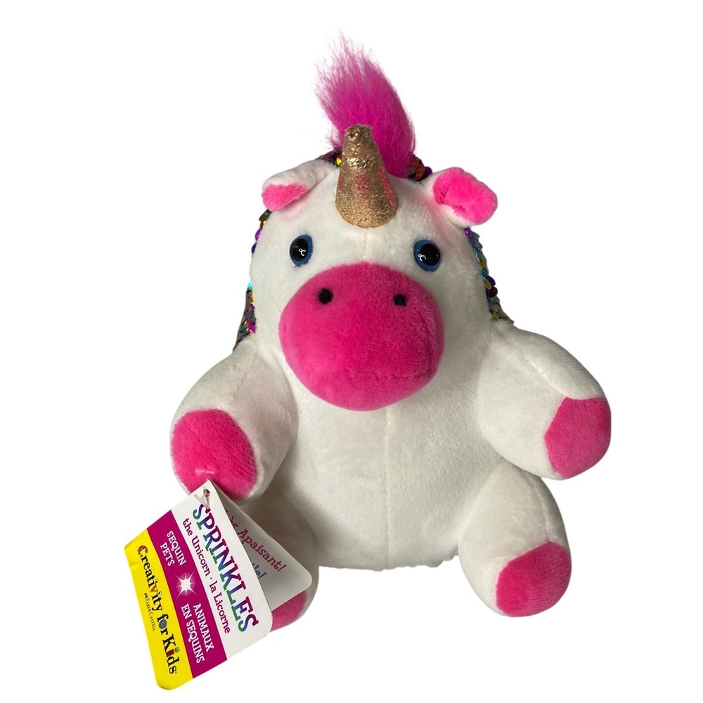 Creativity for Kids Sprinkles Unicorn Weighted Plush Sequin Sensory Toy W/Tag‎